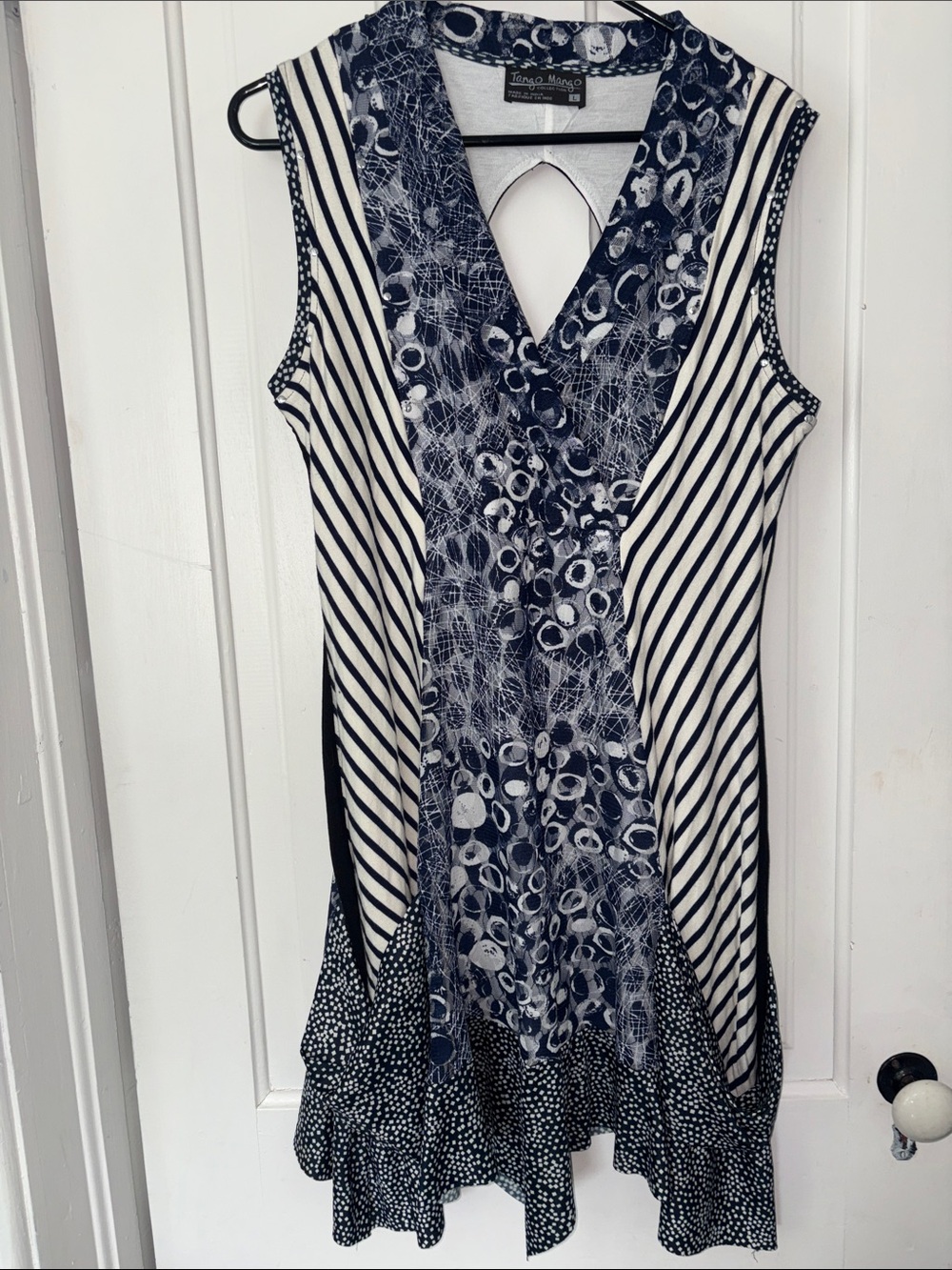 Tango Mango Blue & White Asymmetrical Sleeveless Dress